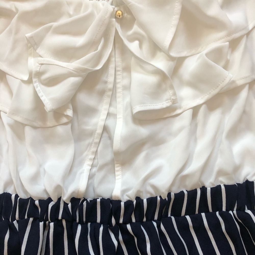 Shop17 White Ruffle Striped Romper - Picture 5 of 5